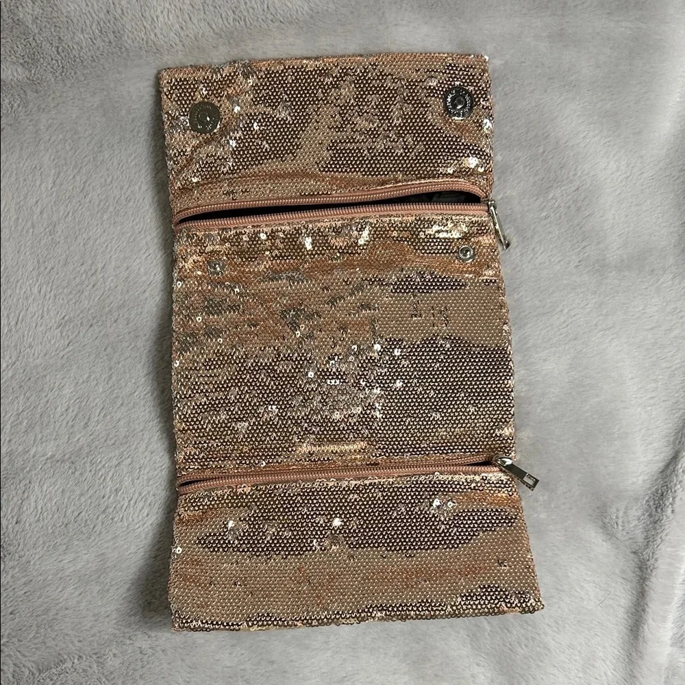 Sequined Trifold Clutch Bag